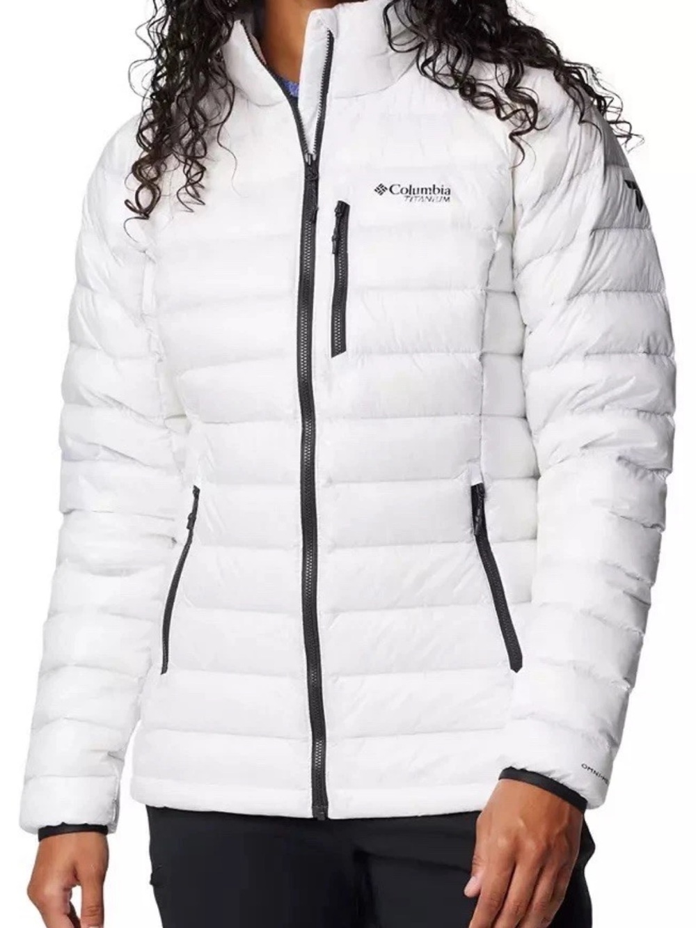 COLUMBIA TITANIUM WOMENS ARCTIC CREST DOWN JACKET WHITE FULL ZIP NWT